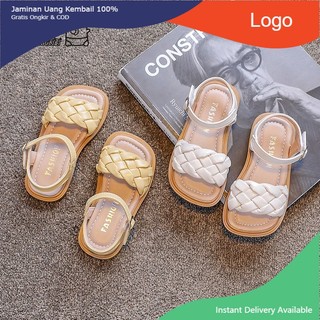 Sandal cho bé - dép quai hậu bé gái 2 màu xanh- trắng mẫu hot siêu điệu, có quai dán size 21-36