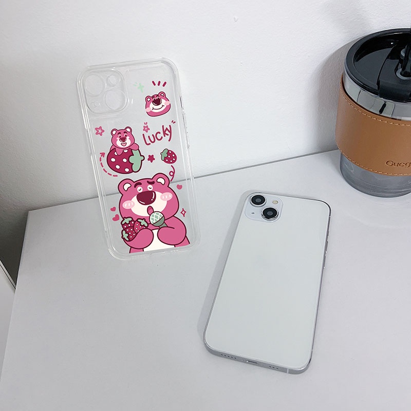 Ốp lưng iphone trong lỗ viền Gấu dâu tây /6s/6splus/7/7plus/8/8plus/x/xr/xs/11/12/13/pro/max/plus/promax TLV2005