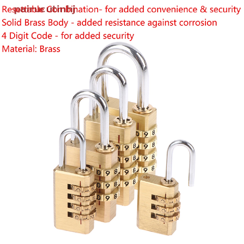 Cặp Khóa Số Mini 3 / 4 Số Bằng Đồng Thau Tiện Dụng Mang Theo Du Lịch