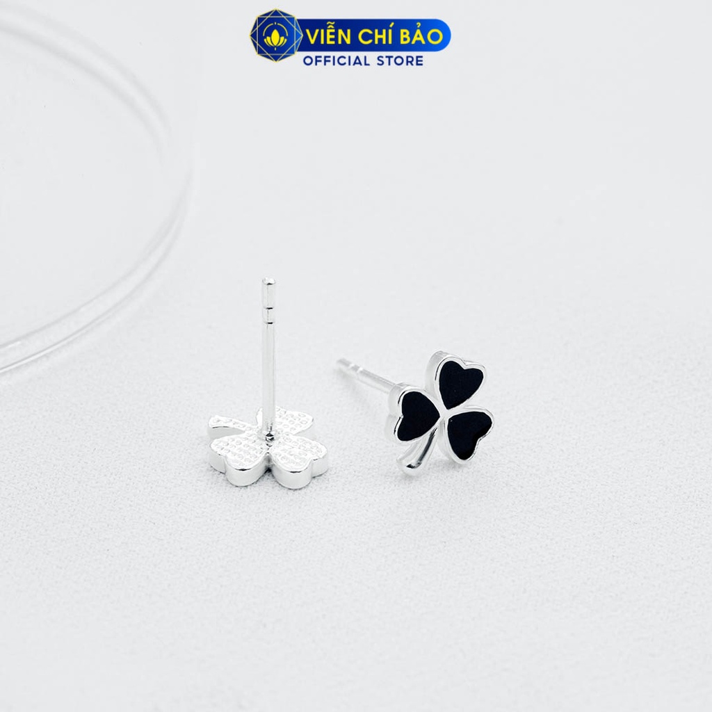 Bông tai bạc nữ cỏ 3 lá New - màu Đen chất liệu bạc 925 thời trang phụ kiện trang sức nữ Viễn Chí Bảo B400080-D