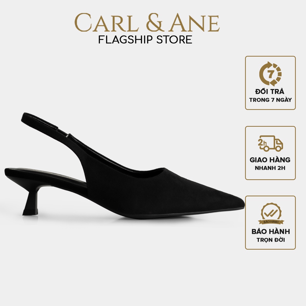 Carl & Ane - Giày cao gót nữ dáng Slingback mũi nhọn phong cách thanh lịch cao 5cm màu đen - CL036