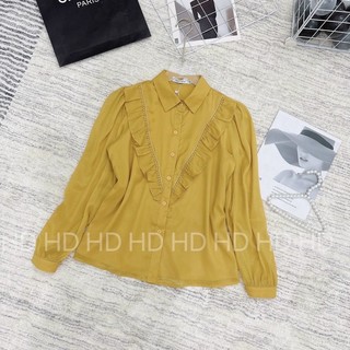 Áo tơ dài tay cổ bèo