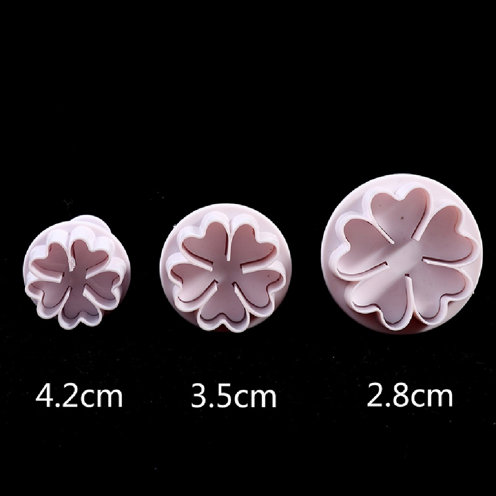 Bộ 3 Khuôn Nhựa Làm Bánh Hình Hoa / Trái Tim / Hoa Xinh Xắn Tiện Dụng DIY