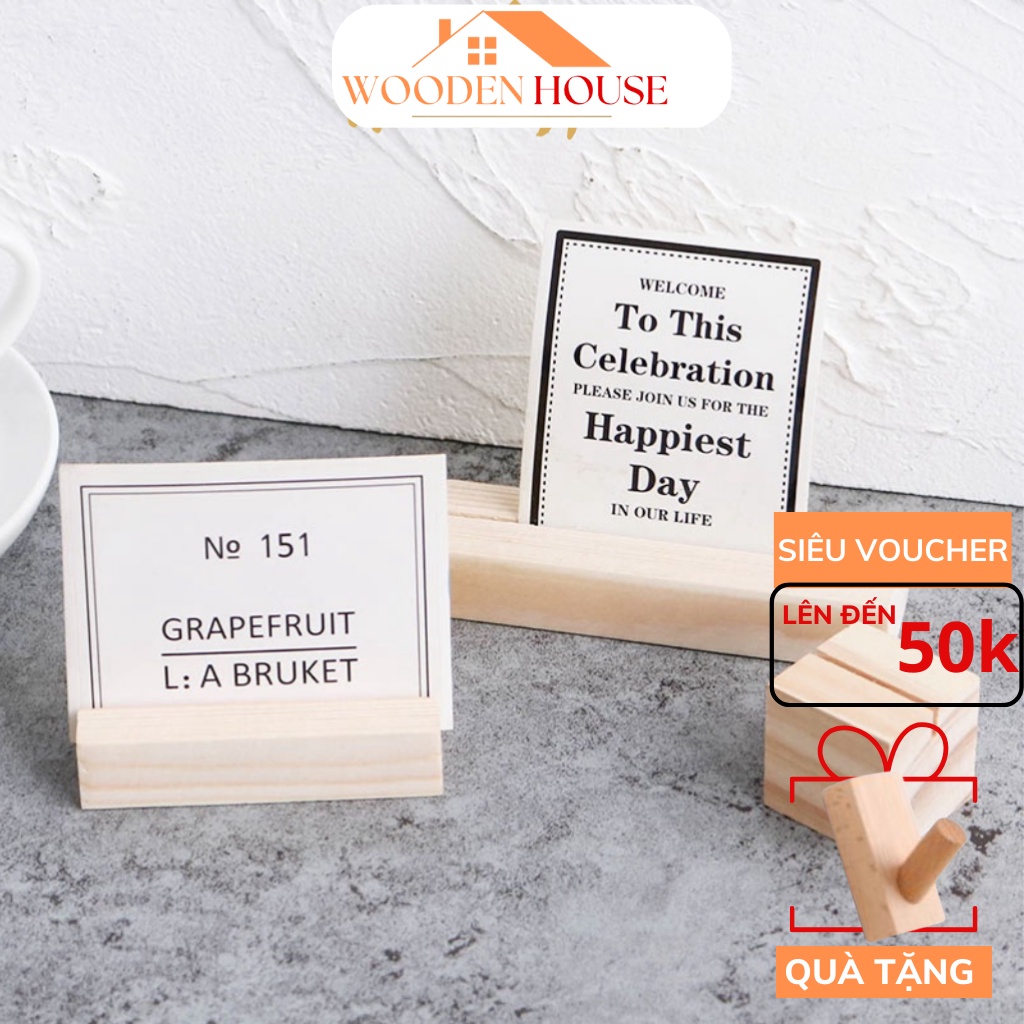 Kệ cài ảnh lưu niệm, Đế gỗ đựng menu, Tranh ảnh / Danh thiếp cho văn phòng Bằng Gỗ Thông WOODEN HOUSE, Kẹp gỗ giữ ảnh