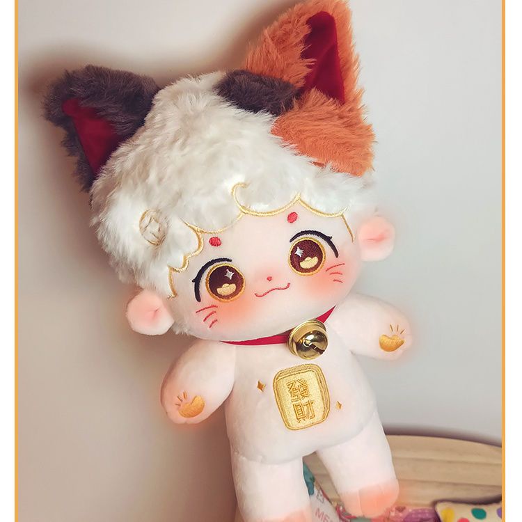 Búp Bê Vải Cotton 20CM Hình Chú Mèo May Mắn Dễ Thương