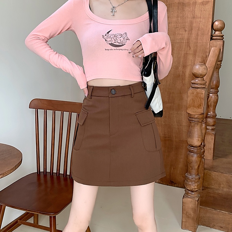 Chân váy SUXI dáng chữ A lưng cao ôm hông thời trang dành cho nữ