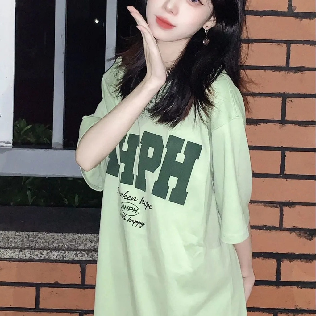 Bán Chạy Áo Thun 100% Không Xóa Siêu Hot Màu Trắng Nhạt Dáng Rộng Tay Ngắn In Chữ Phong Cách Đại Học Mỹ Cho Nữ