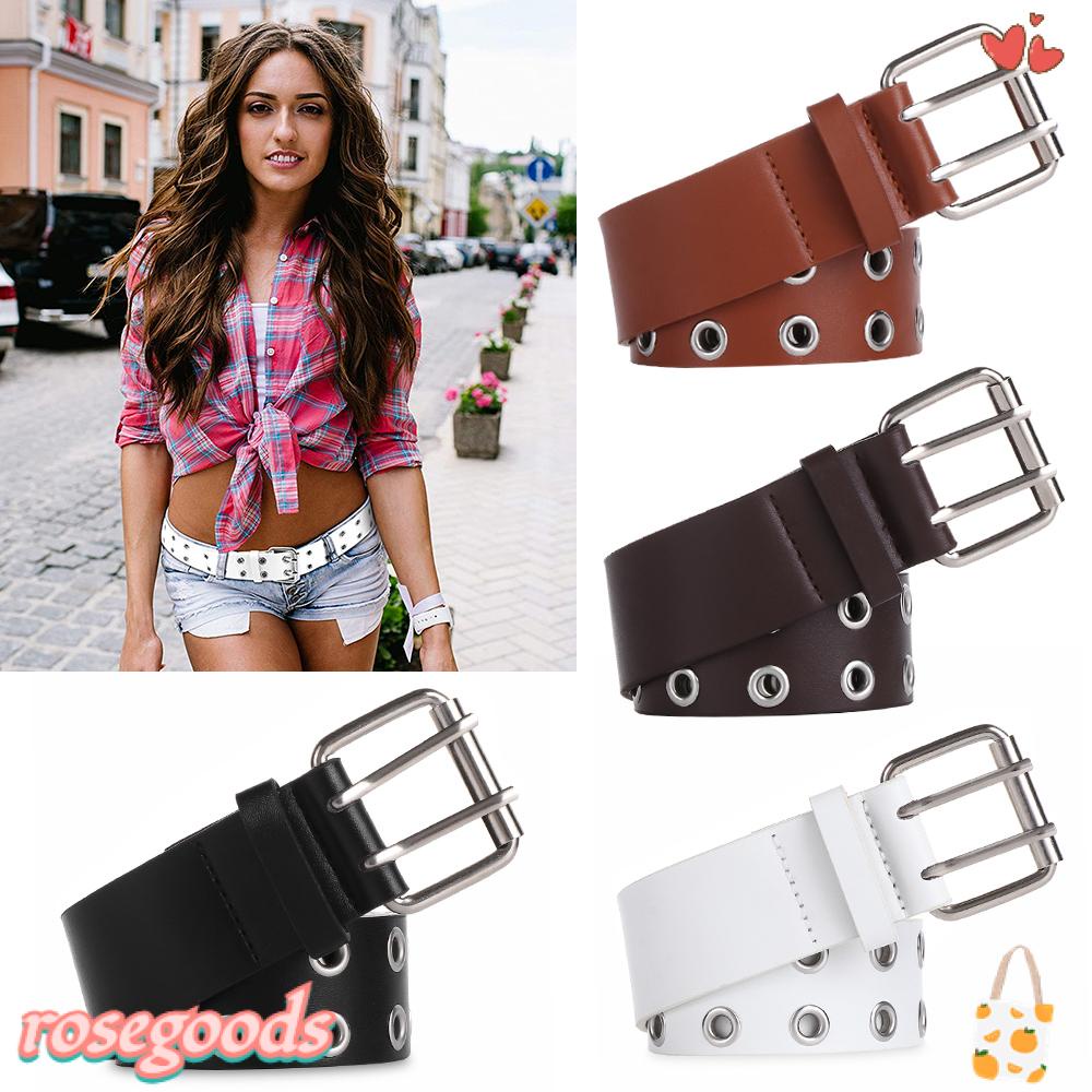 Thắt Lưng Da PU Khóa Cài Đôi Phong Cách Punk Thời Trang Cho Nữ