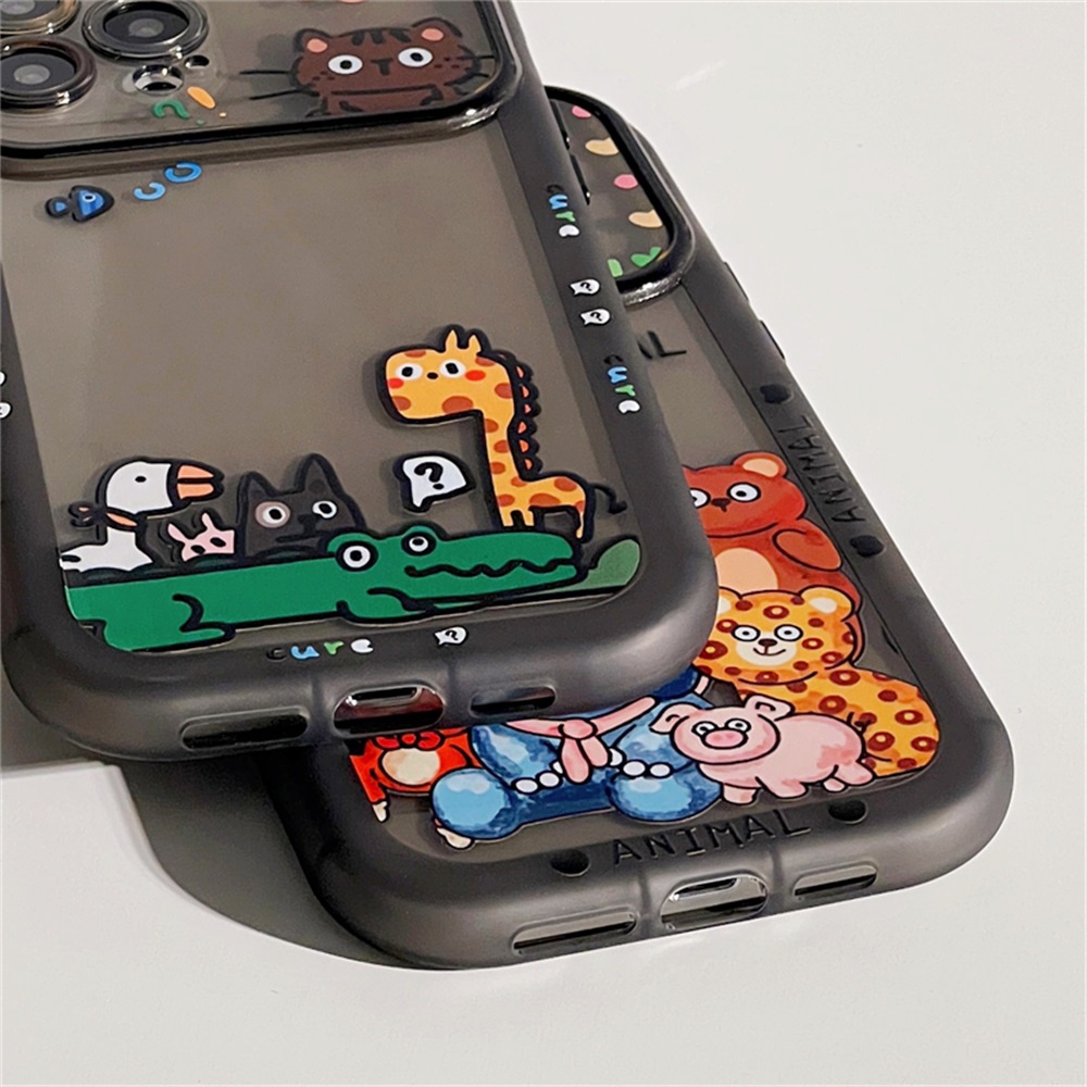 Ốp Điện Thoại TPU Dẻo Họa Tiết Hoạt Hình Động Vật Kiểu Tranh Sơn Dầu Chống Sốc Cho IPhone 11 12 13 14 Pro Max