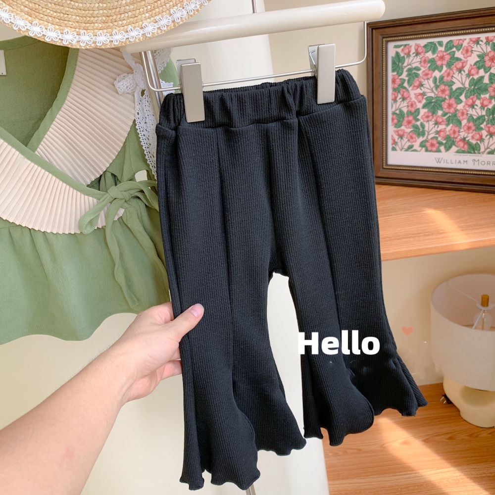 Quần Ống Loe Xẻ Tà Màu Trơn Mùa Hè Hàn Quốc Mới 2023 Cho Bé Gái