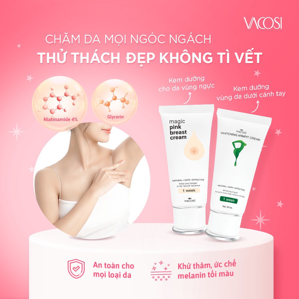 Kem Dưỡng Làm Hồng Nhũ Hoa VACOSI Magic Pink Breast Cream 30 gam