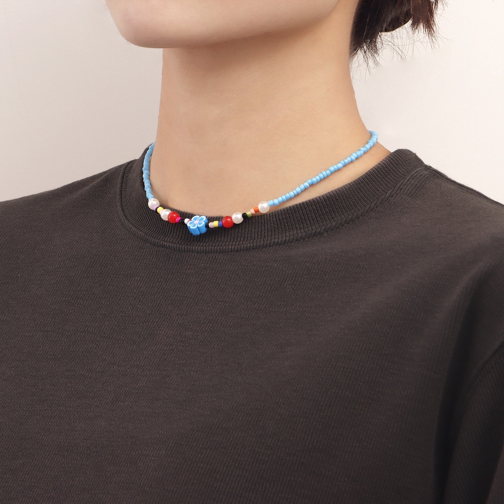 Vòng Cổ Hạt Đất Sét Polymer Màu Sắc Tương Phản Phong Cách Bohemian Dành Cho Nữ