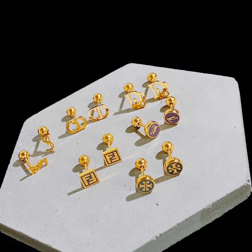 Khuyên Tai Thép Titan Hai Đầu Cảm Giác Đơn Giản Phong Cách Mới