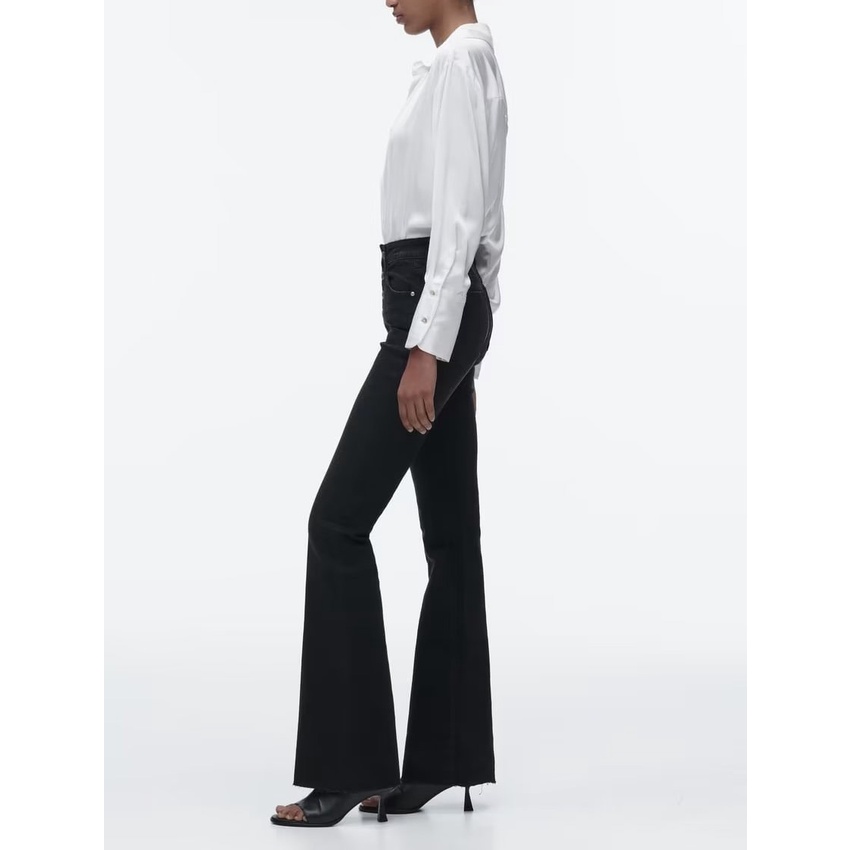 Zara Quần Jean Dài Ống Loe Eo Cao Thời Trang Mùa Xuân Cá Tính 4979022