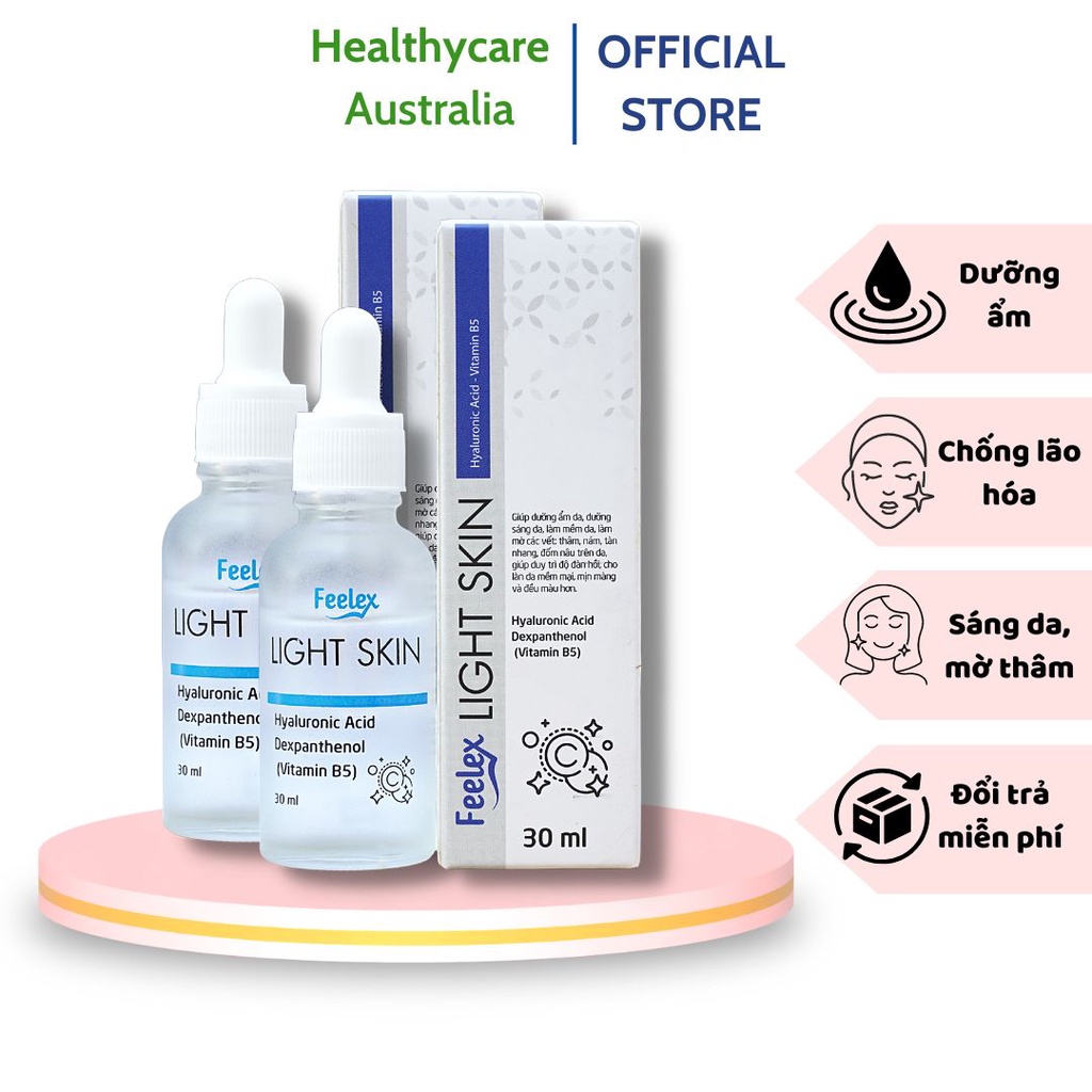 Bộ 2 lọ serum Feelex Light Skin Hyaluronic Acid + B5 dưỡng trắng, sáng da, giảm thâm mụn