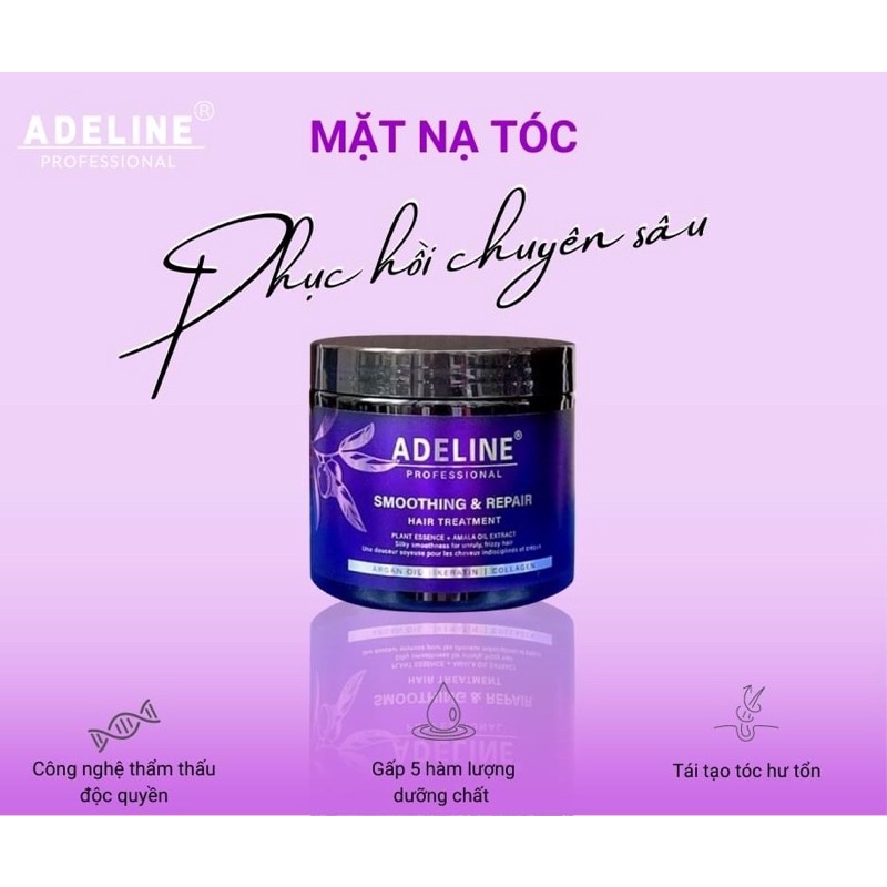 Hấp ủ tóc phục hồi tóc khô xơ hư tổn,chẻ ngọn, rụng , giúp tóc mềm mượt bóng khỏe Adeline 500ml ( Hàng chính hãng)