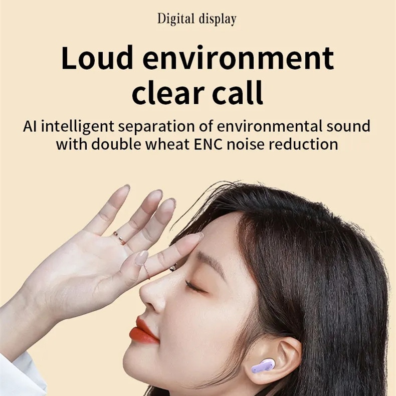 Tai nghe nhét tai không dây TZUZL H68 TWS bluetooth 5.3 màn hình LED kỹ thuật số giảm tiếng ồn