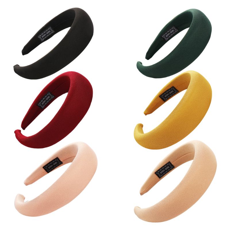 Băng Đô Cài Tóc Xốp Dày Bản Rộng 6 Màu Sắc Ngọt Ngào Phong Cách Hàn Quốc Cho Nữ