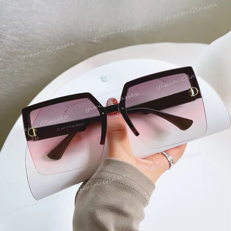 Kính Mát Gọng Vuông Lớn In Logo D Màu gradient Thời Trang Cho Nam Và Nữ