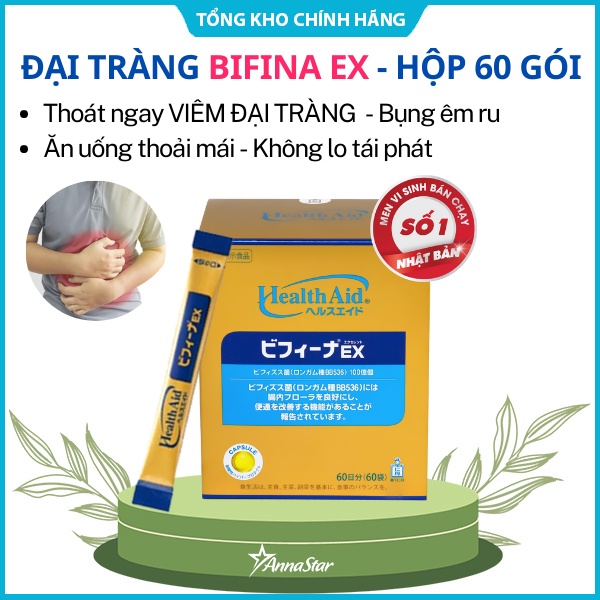 Men vi sinh Nhật Bifina Ex hỗ trợ và ngừa Viêm Đại Tràng - Hộp 60 gói
