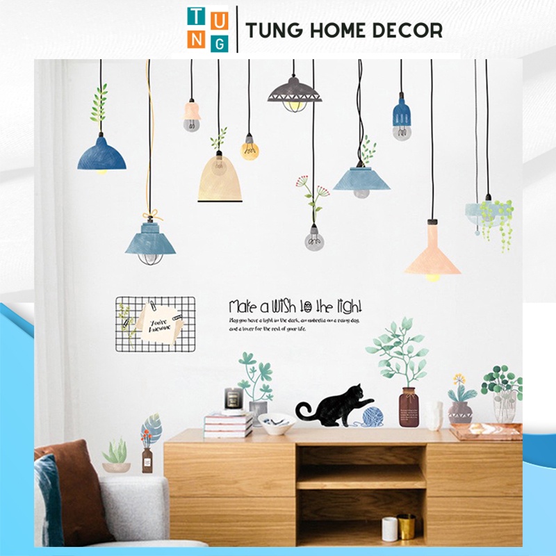 Decal dán tường hàn quốc trang trí phòng ngủ TUNG DECOR QR9085 Đèn Trang Trí 2