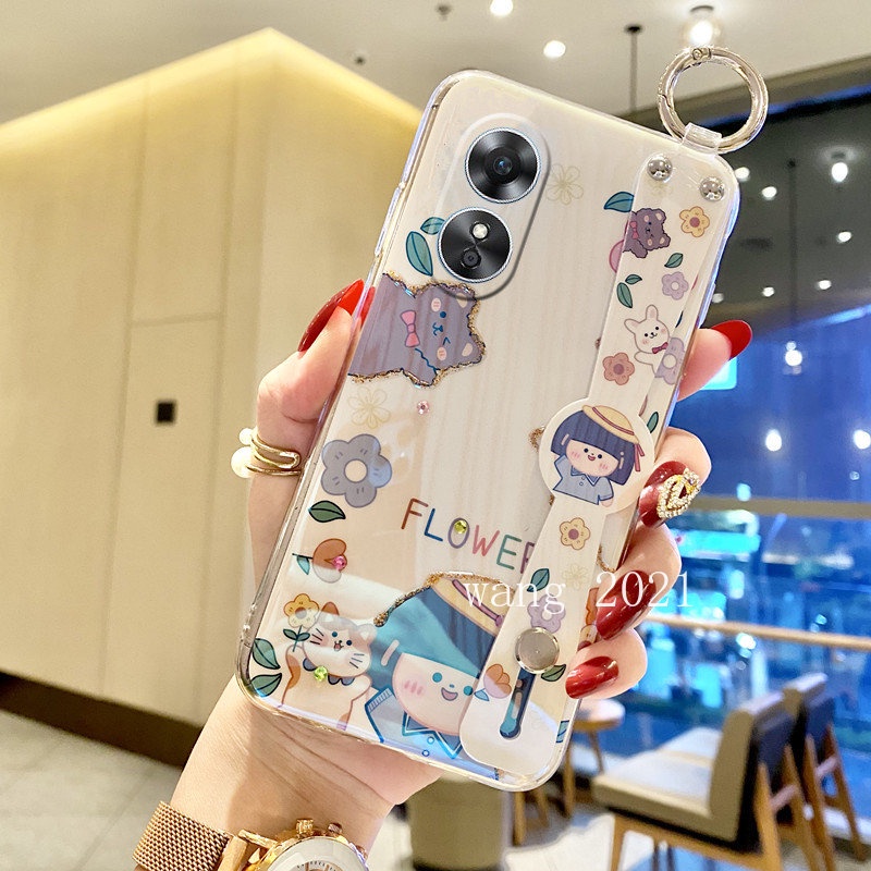 Ốp Điện Thoại Dẻo Họa Tiết Hoạt Hình Cô Gái & Hoa Hướng Dương Đính Đá Lấp Lánh Cho OPPO Reno8 T 8T Reno 8 T A78 4G 5G 2023