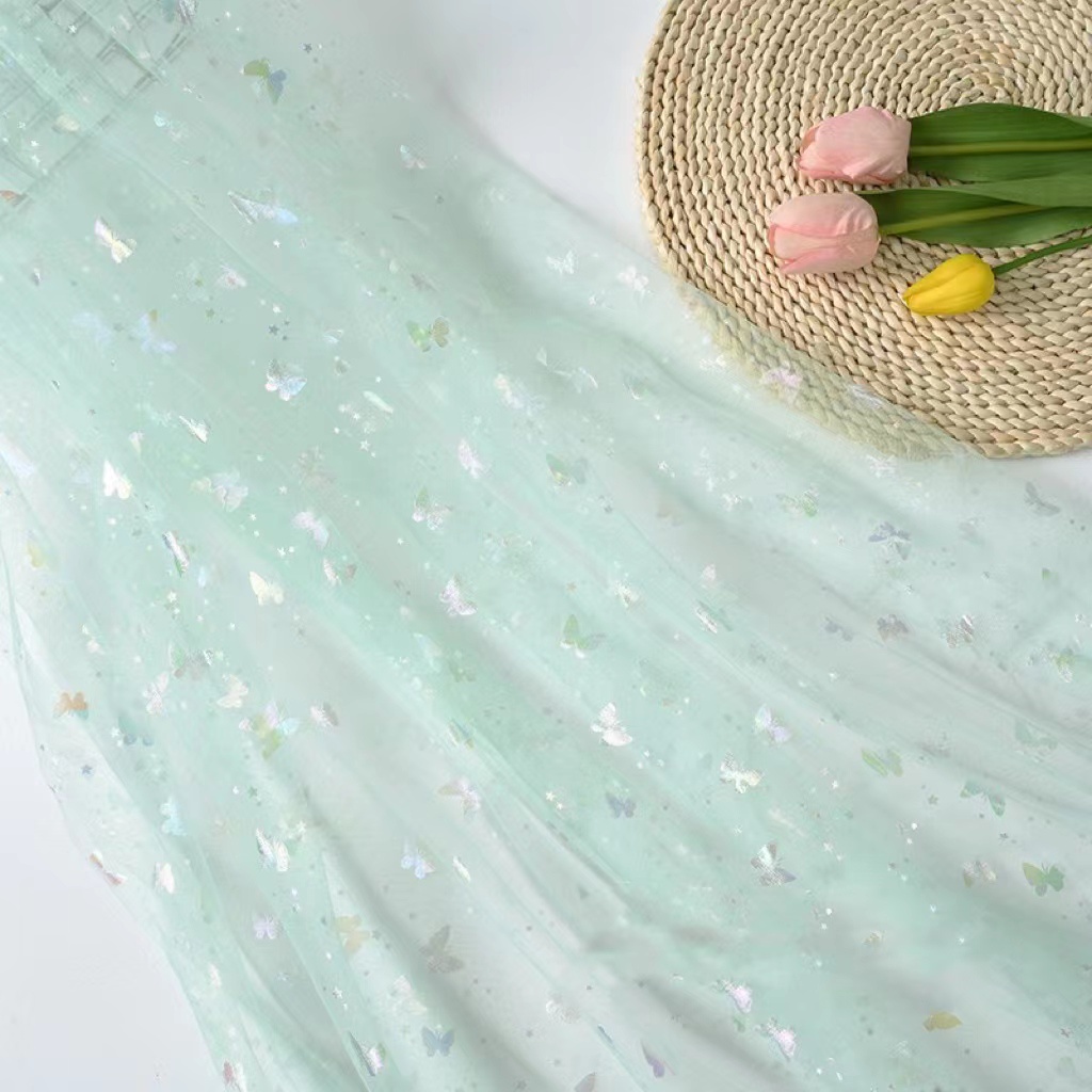 Tấm Vải Lưới Hình Bướm Lấp Lánh Dùng Trang Trí Thủ Công DIY