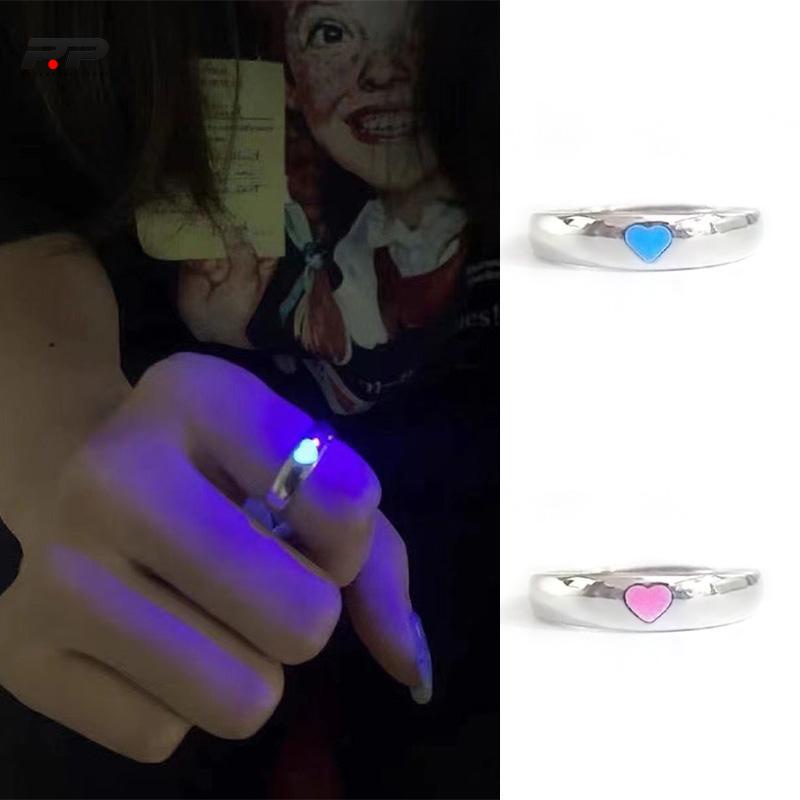 Nhẫn Hở Phát Sáng Trong Bóng Tối Hình Trái Tim Thời Trang Cho Cặp Đôi