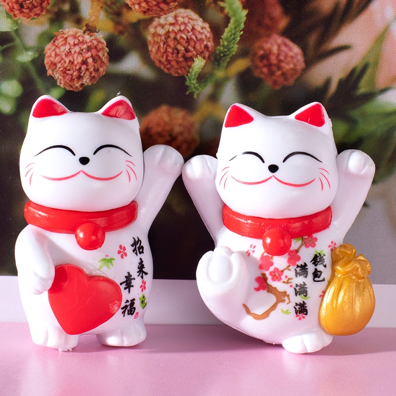 Tượng Mèo thần tài Neko may mắn 8 mẫu trang trí xe hơi, bàn làm việc, chậu cây,trang trí bánh Kích thước 4,3x3,1cm M2068