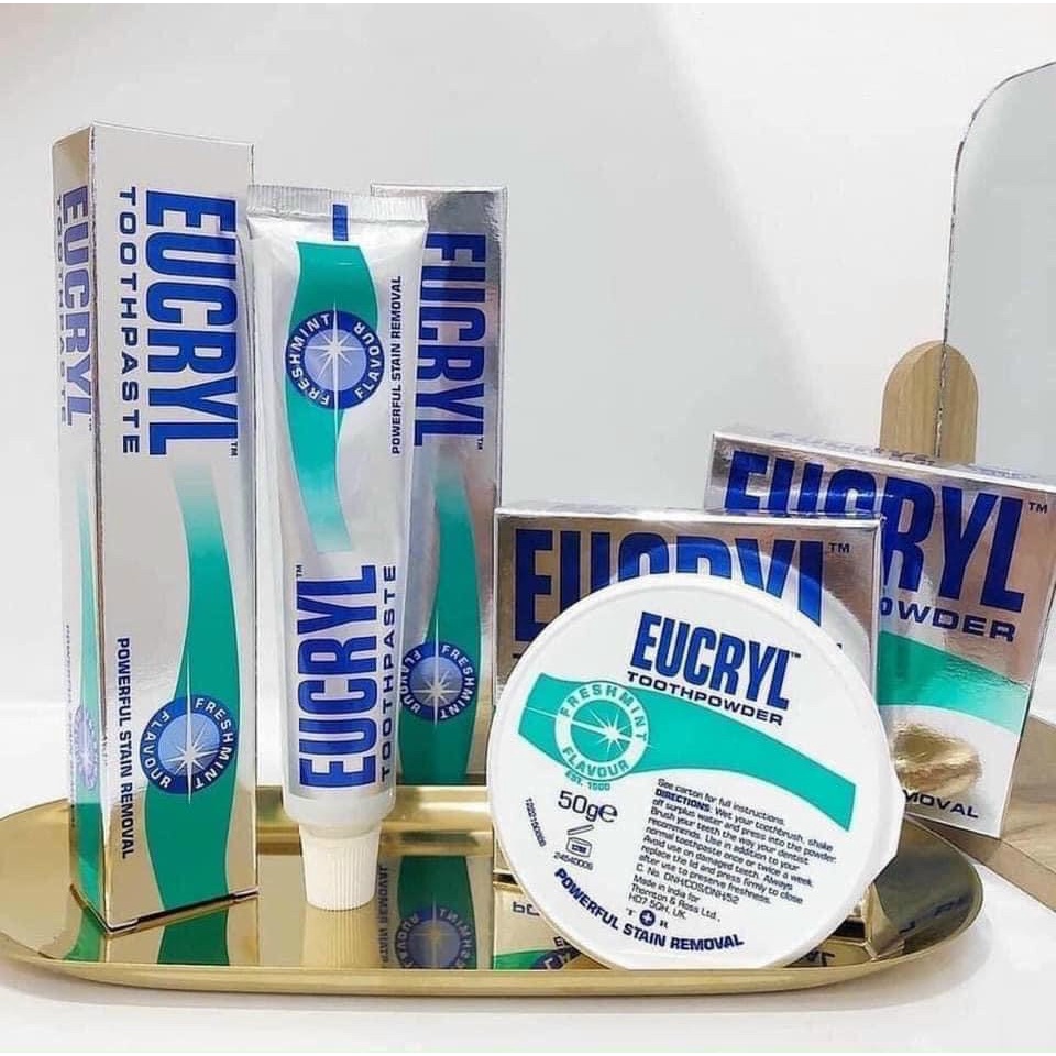 Bột trắng răng Eucryl Toothpowder & Kem đánh răng Eucryl Toothpaste