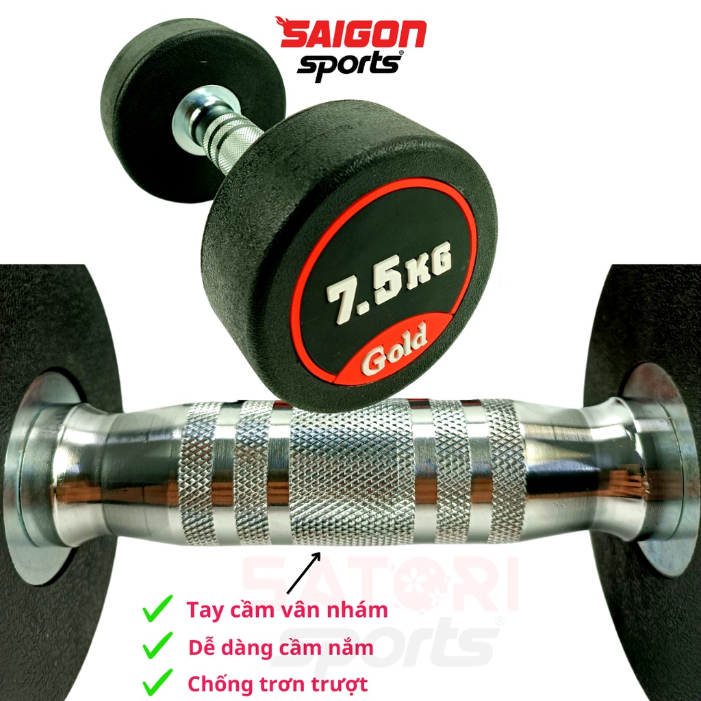 Bộ 2 tạ tay tập Gym 7,5kg nhập khẩu Jodan lõi thép bọc cao su cao cấp. Tạ đơn tập tay đa năng - SAIGON SPORT