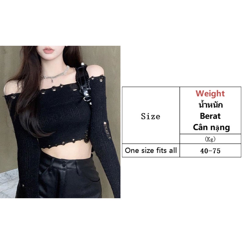 Áo Dệt Kim Tay Dài Lệch Vai Quyến Rũ Thời Trang Cho Nữ áo croptop