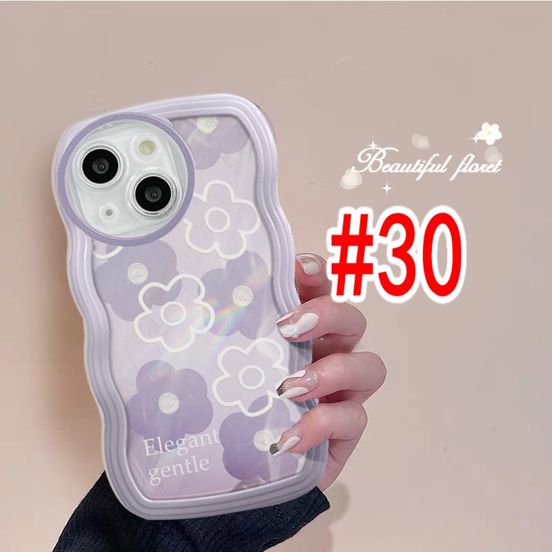 Casing OPPO A17 A77S A76 A96 A54 4G 5G A16 A16S A74 A95 A94 A93 A55 A53 A33 2020 A52 A72 A92 A15S A15S A31 A1K A12E A3S A9 A5 A7 A5S A12 A11K A57 2022 A83 A71 2018 A59 F11 Pro F9 F7 F1S F5 Youth Wavy Edge Flowers Soft Phone Case BW 29