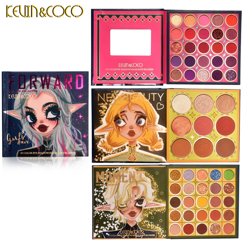 Bảng Phấn Mắt Kevin & Coco 59 Màu Ánh Ngọc Trai Nhung Mịn Độ Bóng Cao cxbasd56458.my2.28