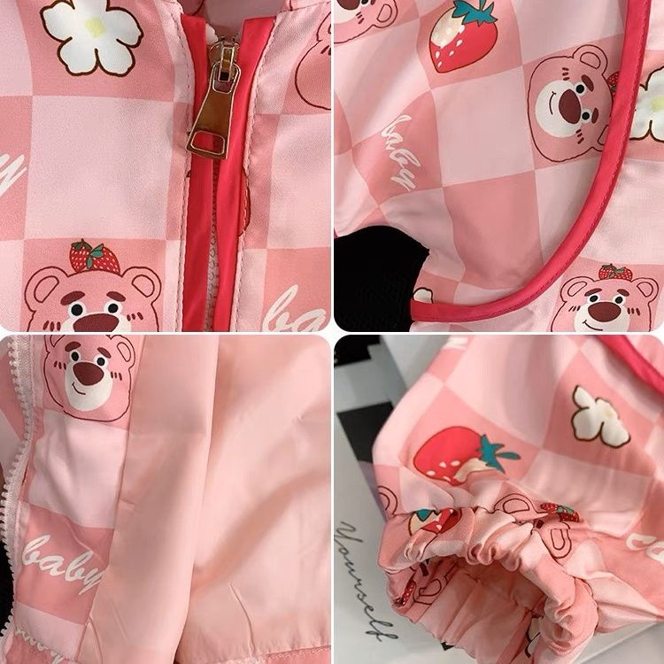 Gấu dâu Áo khoác áo gió hoạt hình bé gái