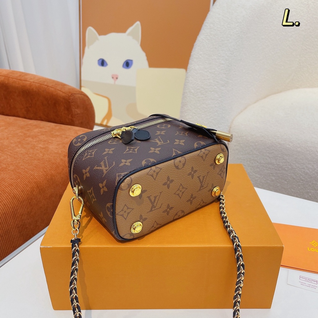 MWJG LV LOUIS VUITTON LV LOUIS VUITTON VANITY Small Handbag MONOGRAM Leather Women's Fashion Style Cosmetic Bag2022