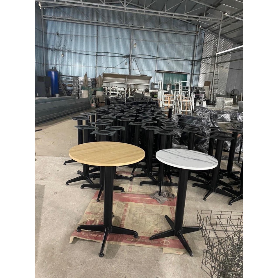 Bàn Tròn Bàn Trà Cafe Trụ sắt mặt gỗ MDF đường kính 60cm