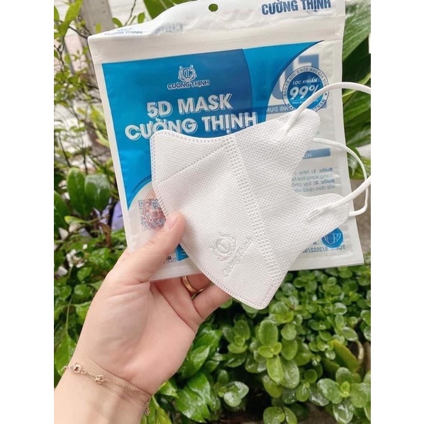 túi 10 chiếc Khẩu Trang 5D Hàng 3 Lớp Màu Trắng hàng chuẩn _ Ôm sát vừa mặt