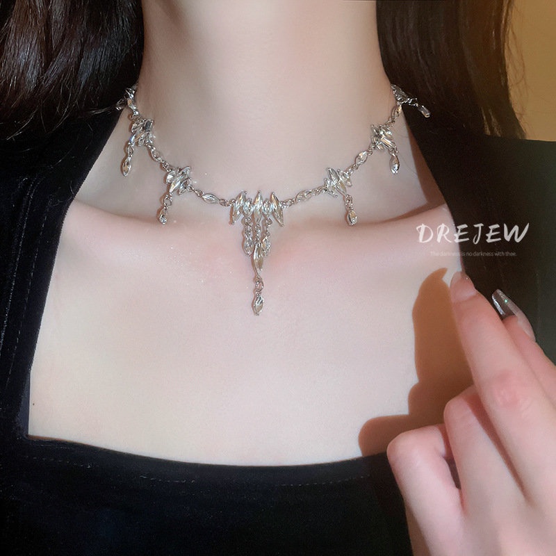 DREJEW Vòng cổ Đính Đá Hình Giọt Nước Phong Cách Âu Mỹ Cho Nữ