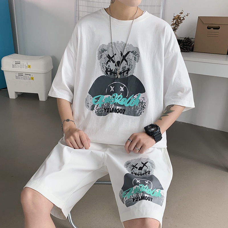 Bộ Đồ Thun Nam Mùa Hè In Hình Gấu Dễ Thương Style Hàn Quốc Trẻ Trung sozo - SET NAM 90000163C