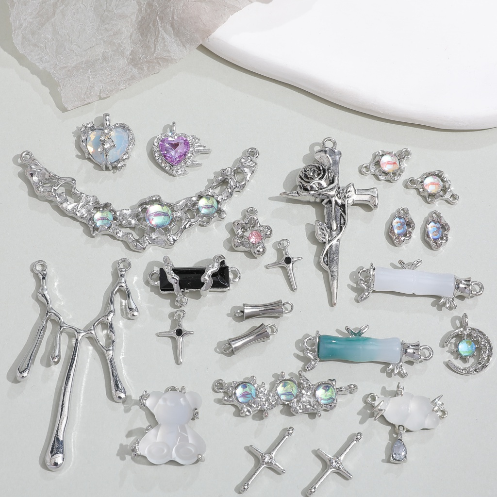 Chuỗi Hạt Đá Mặt Trăng Hình Trái Tim Dùng Làm Trang Sức Thủ Công