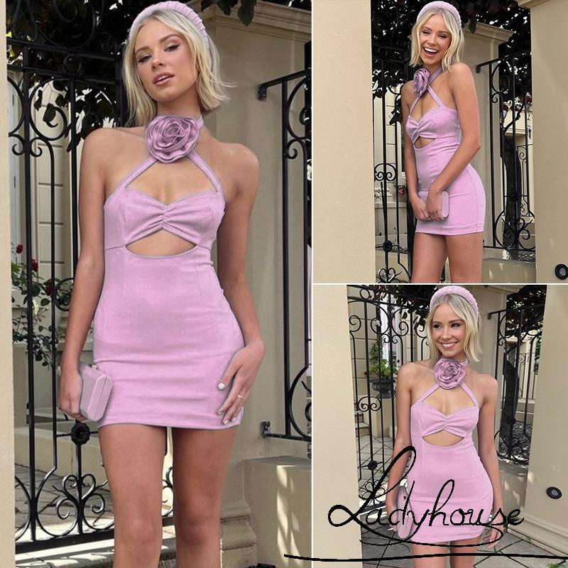 Đầm Hai Dây Mùa Hè Ôm Dáng Màu Trơn Hở Lưng Gợi Cảm Cho Nữ