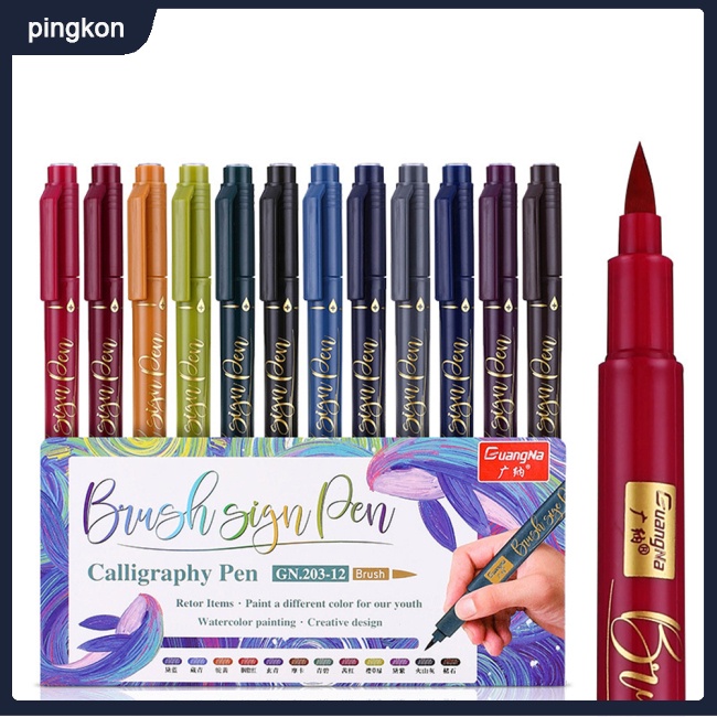 Set 12 Bút Lông Mềm Dùng Vẽ Phác Thảo Viết Thư Pháp