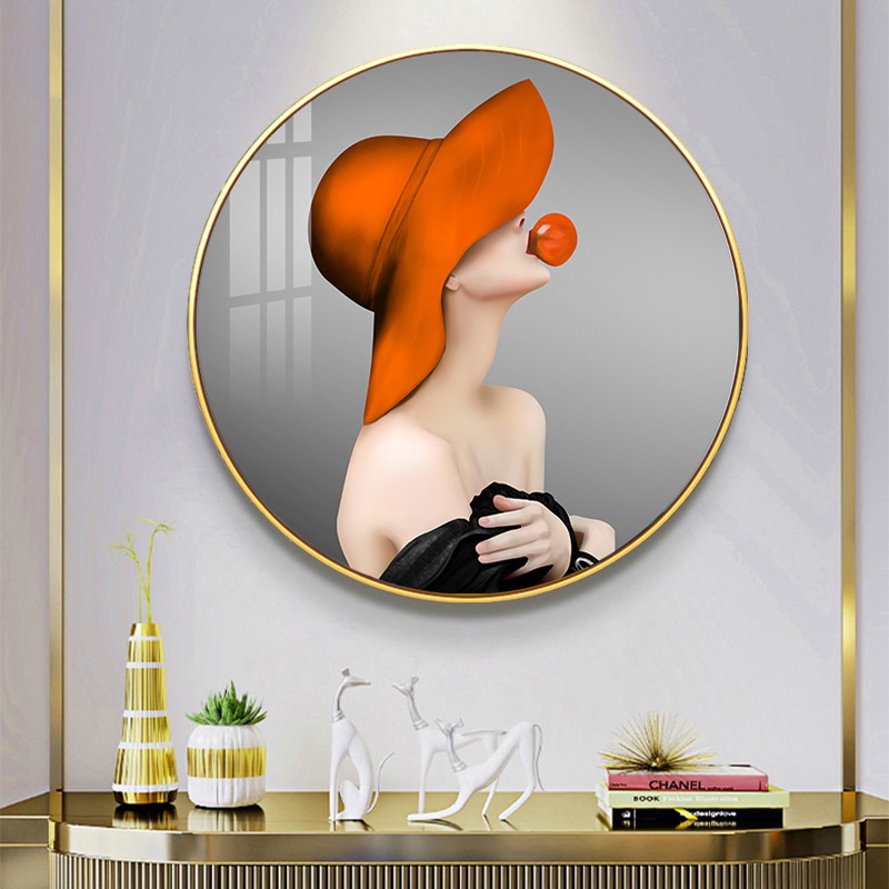 Tranh Tráng Gương Tròn Treo Tường Cao Cấp Cô Gái Nghệ Thuật Decor phòng khách/ phòng ngủ/ Làm Quà Tặng.