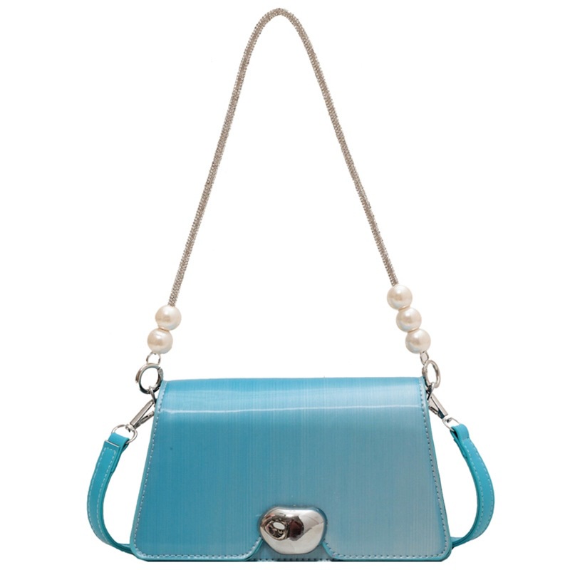 NUCELLE Túi Đeo Vai Bằng Da PU Màu Trơn Đính Ngọc Trai Thời Trang Cao Cấp Kiểu Hong Kong