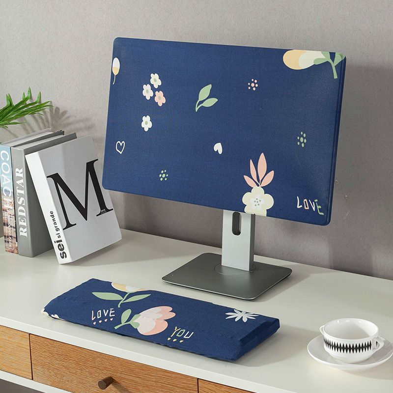 Bộ 2 khăn phủ máy tính để bàn tấm che bụi màn hình bàn phím vải tốt đủ che bụi bàn phím size 19，21,22,24,25,26,27,32,34 inch