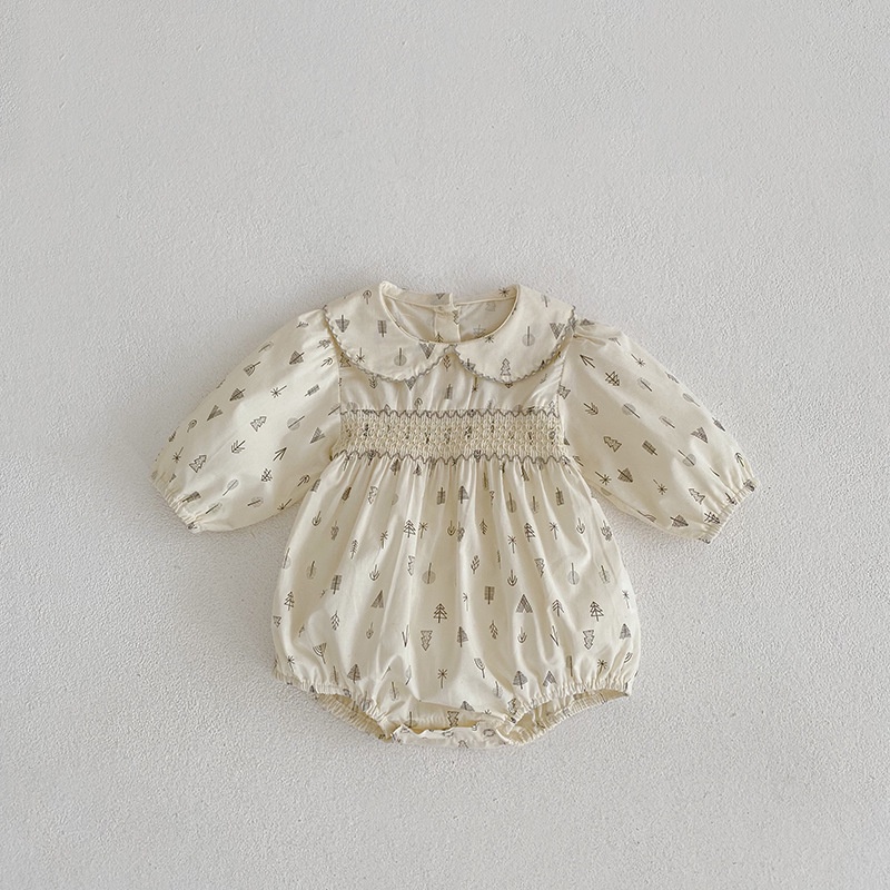Body suit bé gái tay dài in hoạ tiết