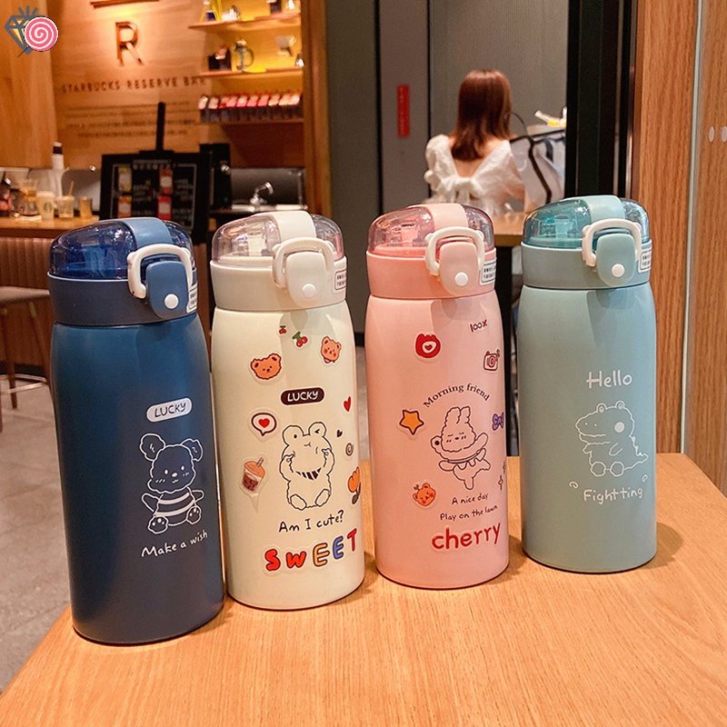 Bình Nước Giữ Nhiệt Bằng Thép Không Gỉ 350ml Kèm Ống Hút Tiện Lợi