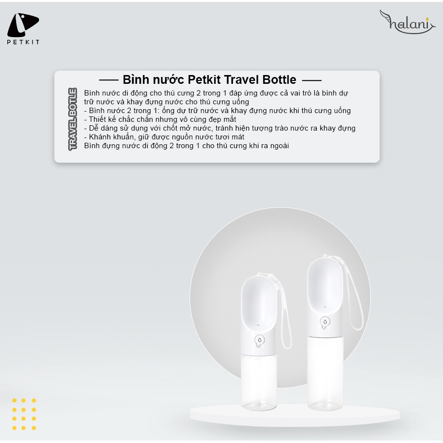 Bình Nước Di Động Cho Thú Cưng Petkit Du Lịch Dã Ngoại Dung Tích 300ml/400ml