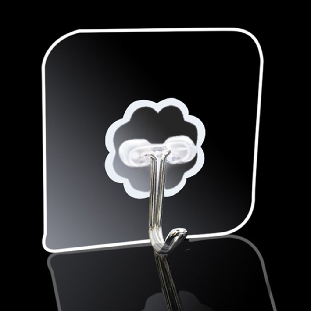 Set 10 Móc Treo Đồ Dán Tường Bằng Thép Không Gỉ Trong Suốt Đa Năng